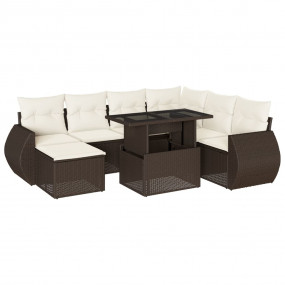 Garden Sofa Set Brown, Cream White
