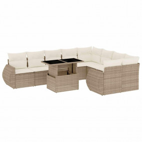 Garden Sofa Set Beige, Cream White PE rattan Large Modu...