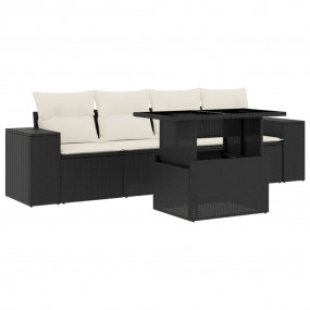 Garden Sofa Set Black PE rattan Large Removable Covers