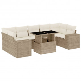 Garden Sofa Set Beige PE rattan 7-Piece Set Modular