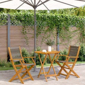 Bistro Set Grey, Natural Wood Solid acacia wood, Polypr...
