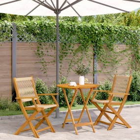Bistro Set Beige Solid acacia wood, Polypropylene Mediu...