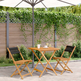Bistro Set Black with wooden finish Solid acacia wood, ...