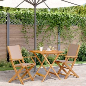 Bistro Set Taupe Solid acacia wood Medium Foldable Bist...