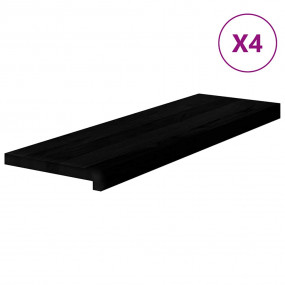 Stair Tread Set of 4 Dark Brown Solid Oak Wood 31.5x9.8...