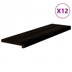 Stair Tread Set of 12 Dark Brown Solid Oak Wood 35.4x11...