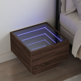 Bedside Table Brown Oak Engineered wood, Glass 15.7x15....