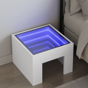 Bedside Table White Engineered wood, glass