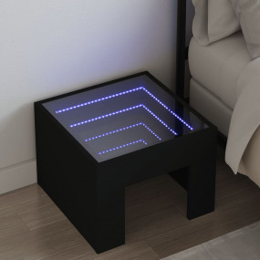 Bedside Table Black Engineered wood, glass Small