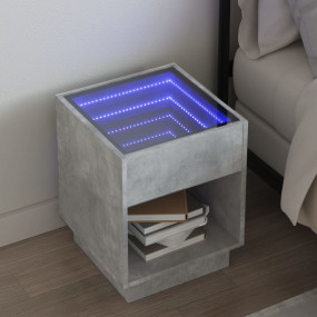 Bedside Table Concrete Grey Engineered Wood, Glass Medi...