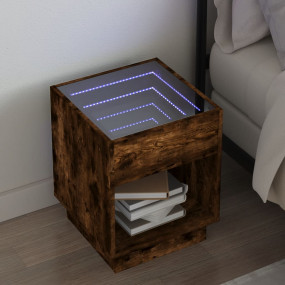 Bedside Table Smoked oak Engineered wood 15.7x15.7x19.7...
