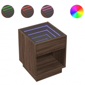 Bedside Table Brown Oak Engineered wood, Glass Medium