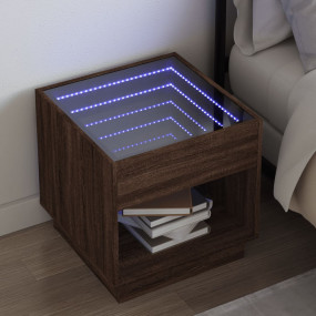 Bedside Table Brown oak Engineered wood, glass Medium