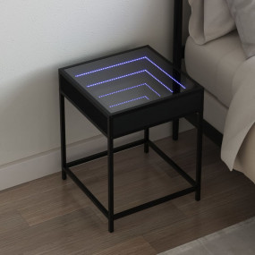 Bedside Table Black Engineered wood, steel, glass Mediu...