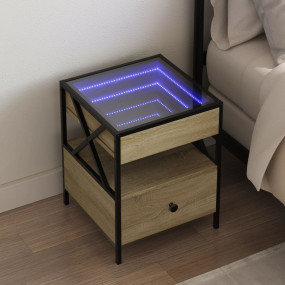 Bedside Table Sonoma oak Engineered wood, glass, steel ...