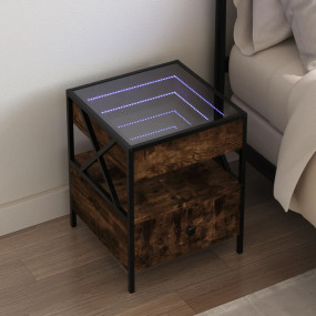 Bedside Table Smoked Oak Engineered wood, Glass, Steel ...