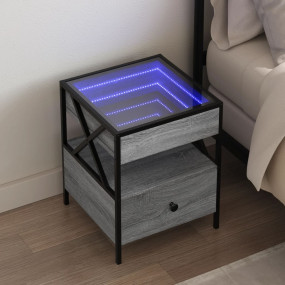 Bedside Table Grey Sonoma Engineered wood, glass, steel