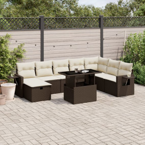 Garden Sofa Set Brown PE Rattan Large Modular Garden So...