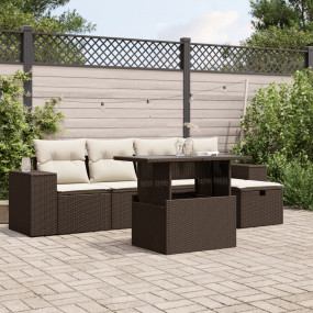 Garden Sofa Set Brown, Cream White