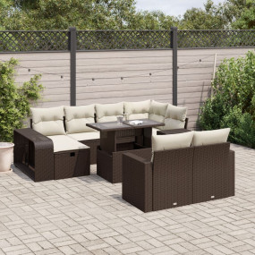 Garden Sofa Set Brown, Cream White