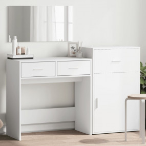 Dressing Table Set White Engineered wood, Glass Standar...