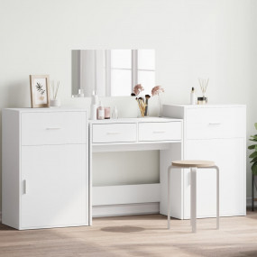 Dressing Table Set White Engineered wood, glass Medium