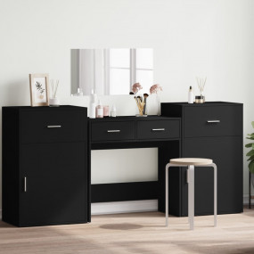 Dressing Table Set Black Engineered wood, glass Dressin...