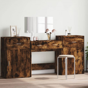 Dressing Table Set Smoked Oak Engineered wood, glass Me...