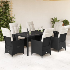 Garden Dining Set Black, Cream White
