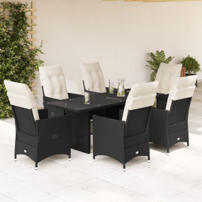 Garden Dining Set Black, Cream White