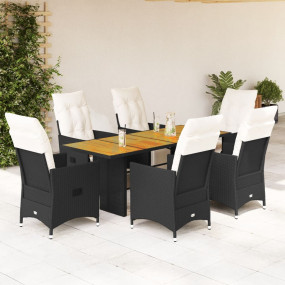 Garden Dining Set Black, Cream White PE rattan 6-seater