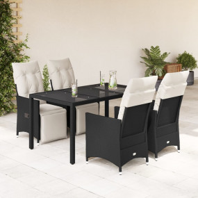 Garden Dining Set Black, Cream White