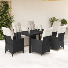 Garden Dining Set Black, Cream