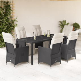 Garden Dining Set Black, Cream White