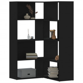 Corner Bookcase Black Engineered Wood Tall Modular