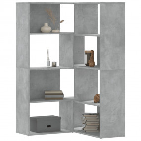 Corner Bookcase Concrete Grey Engineered Wood 4-Tier, M...