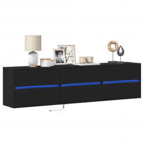TV Wall Cabinet Black Engineered Wood Standard TV Wall ...