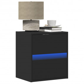 Wall-mounted Bedside Cabinet Set of 2 Black Engineered ...