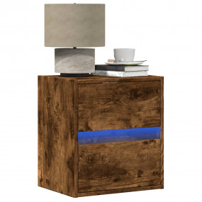 Wall-mounted Bedside Cabinet Set of 2 Smoked oak Engine...
