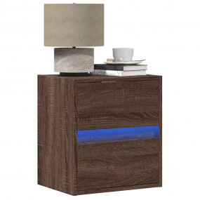 Wall-mounted Bedside Cabinet Set of 2 Brown Oak Enginee...