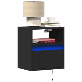 Wall-mounted Bedside Cabinet Set of 2 Black Engineered ...
