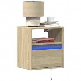 Wall-mounted Bedside Cabinet Sonoma oak Engineered wood...
