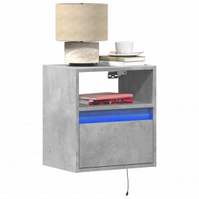 Wall-mounted Bedside Cabinet Concrete grey Engineered w...