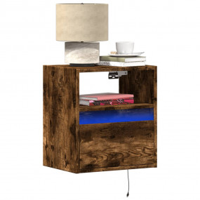 Wall-mounted Bedside Cabinet Smoked Oak Engineered wood...