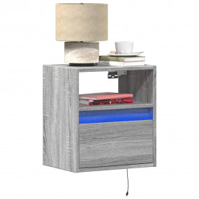Wall-mounted Bedside Cabinet Set of 2 Grey Sonoma Engin...