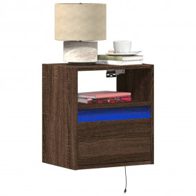 Wall-mounted Bedside Cabinet Brown oak Engineered wood ...