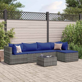 Patio Lounge Set Set of 5 Grey PE rattan 6 Piece