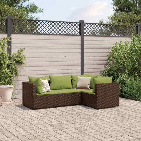 Patio Lounge Set Brown and Green PE rattan, powder-coat...
