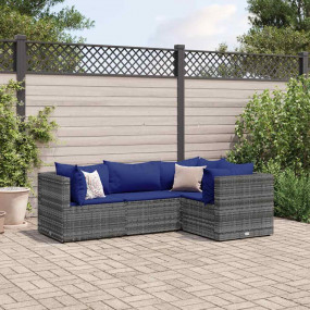 Patio Lounge Set Gray PE Rattan Medium Modular