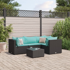 Patio Lounge Set Black, Water blue